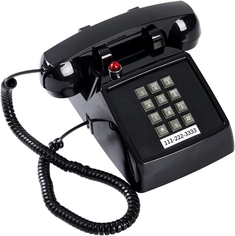HTMengt Retro Traditional Landline Phone (Ringing Indicator), Classic 2500 Analog Desk Phone Hearing Aid for Elder, Vintage Corded Desk Telephone for Landline Large Button,Old School Phone Home,Black - Image 1